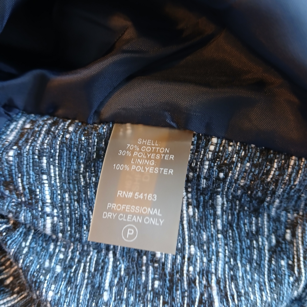 Tommy Hilfiger Blue Tweed Clasp Front Blazer Size 10 - Picture 4 of 5